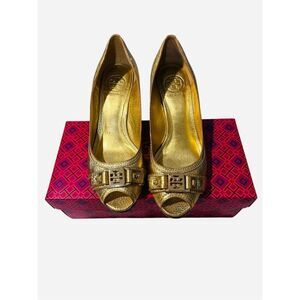 Like New Tory Burch Wedge peep toe Shoes